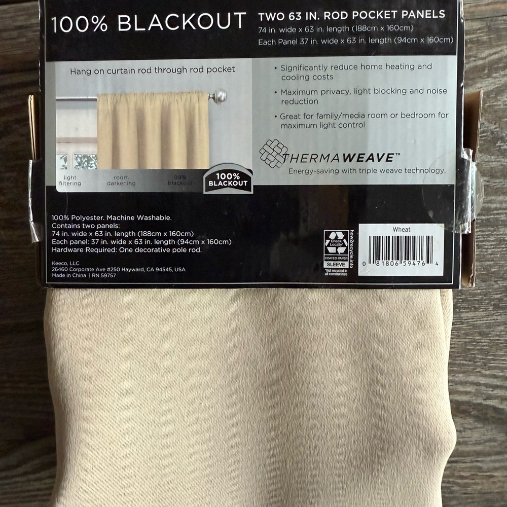 Eclipse Absolute Zero Wheat Blackout Curtains - Picture 3 of 3